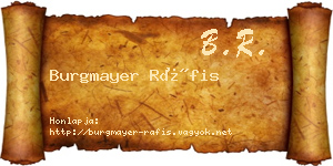 Burgmayer Ráfis névjegykártya
